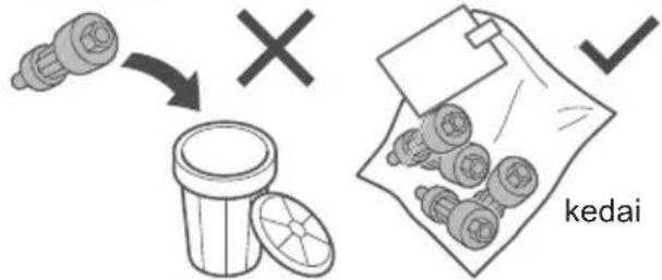 Diagram illustrating a recycling process with labeled items and a checkmark indicating rejection or cancellation.