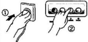 Diagram showing hand positioning a switch and its control panel with numbered labels