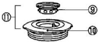 Technical diagram of a mechanical component with numbered parts labeled ⑨, ⑩, and ⑪.