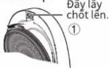 Technical diagram of a mechanical device with labeled parts and directional arrows indicating motion or force