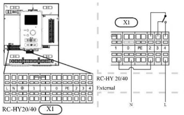RC-HY20/40 X1 RC-HY 20/40 External X1 1 0 PE 2 3 4 N L