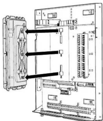 Diagram of an electronic device showing internal components with labeled arrows indicating connections or functions.
