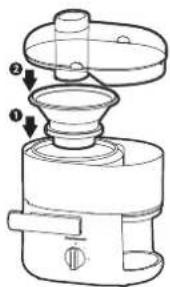 Technical diagram of a mechanical device with labeled parts and directional arrows indicating motion or assembly.