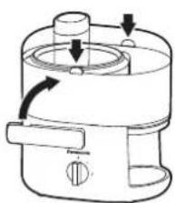 PANASONIC MJ-CS100 - Swing the clamps (both sides) by using both hands to secure the container cover until a "click" sound is heard. - 1