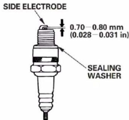 SIDE ELECTRODE 0.70 - 0.80 mm (0.028 - 0.031 in) SEALING WASHER