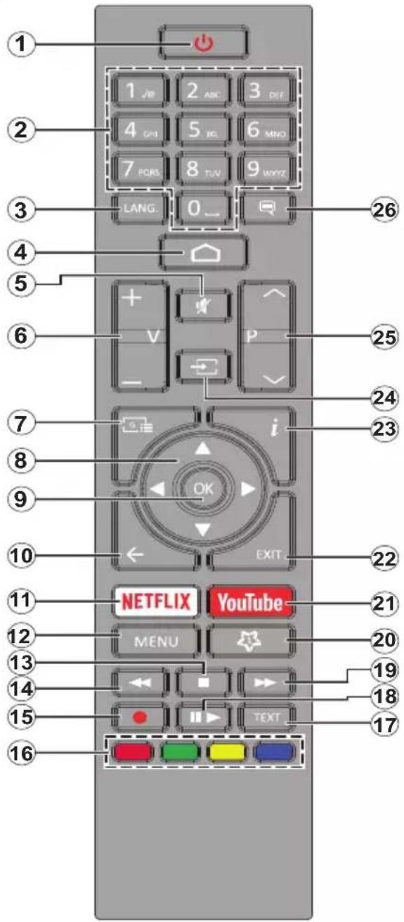 1 2 3 4 5 6 7 8 9 WYZ LANG. 0_ 26 4 5 6 7 i 23 8 9 10 EXIT 22 11 NETFLIX YouTube 21 12 MENU 20 13 14 15 TEXT 16
