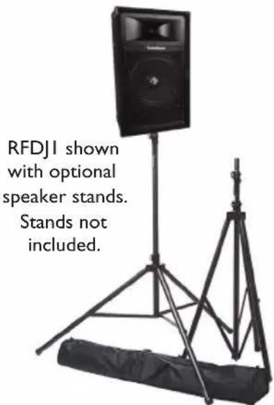 RFDJI shown with optional speaker stands. Stands not included.