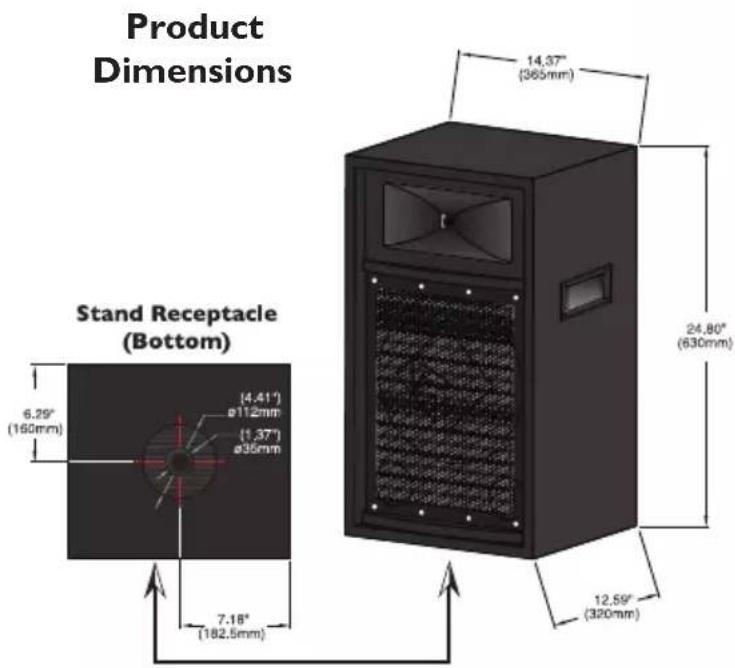 Product Dimensions Stand Receptacle (Bottom) 6.29" (150mm) (4.41") ø112mm (1.37") ø35mm 7.18" (182.5mm) 14.37" (365mm) 24.80" (630mm) 12.59" (320mm)