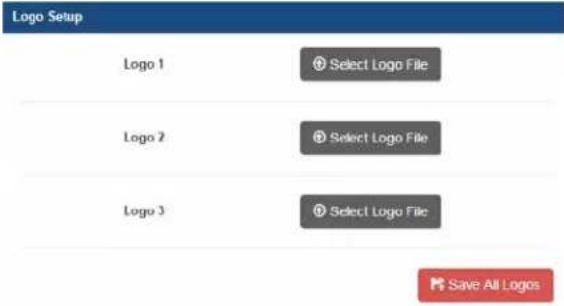 Logo Setup Logo 1 Select Logo File Logo 2 Select Logo File Logo 3 Select Logo File Save All Logos