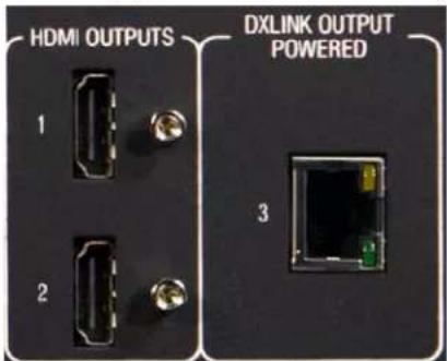 HDMI OUTPUTS 1 DXLINK OUTPUT POWERED 2 3