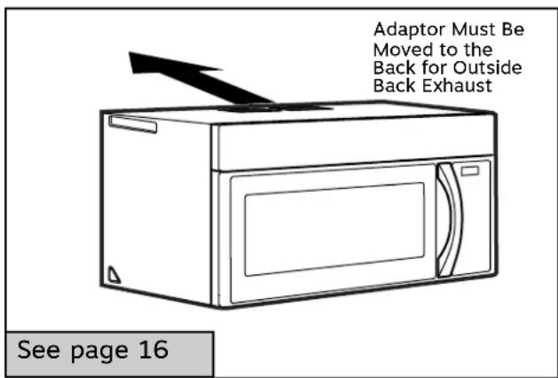 Adaptor Must Be Moved to the Back for Outside Back Exhaust See page 16