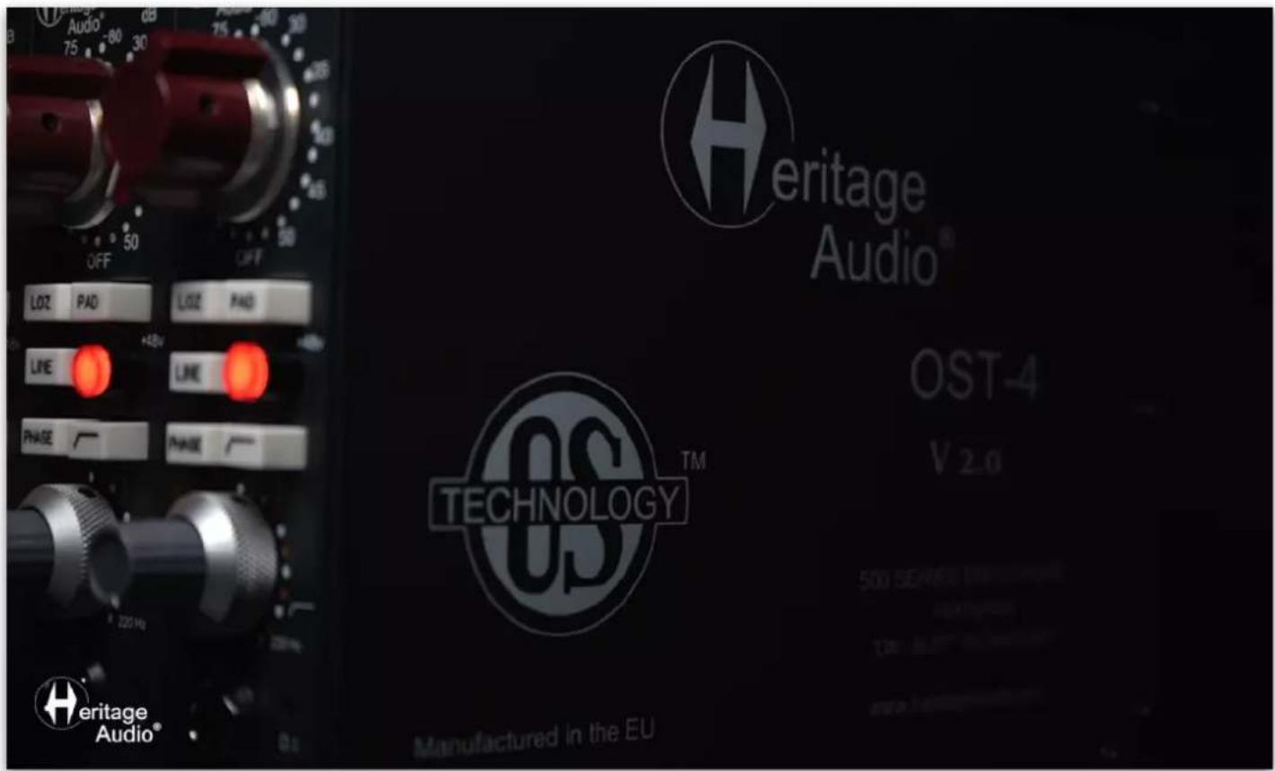 Audio 75 -80 dB OFF LOZ PAD LOZ PAD +48V LINE LINE PHASE PHASE 220 Hz Heritage Audio® OS TECHNOLOGY TM OST-4 V 2.0 Manufactured in the EU 500 SERIES (1999) 13K 100 MHz www.heritageAudio.com