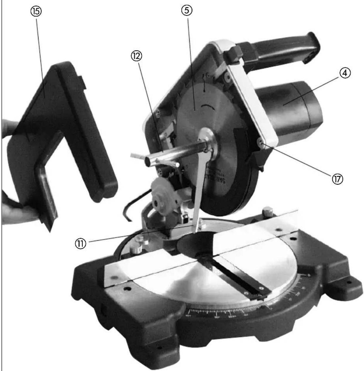 Labeled diagram of a mechanical device with numbered parts for identification