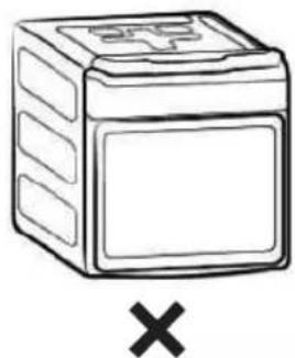 Simple line drawing of a box with a cross symbol below it (no text or labels)