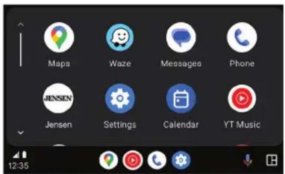 Maps Waze Messages Phone Jensen Settings Calendar YT Music