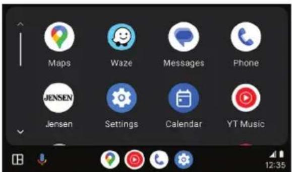 Maps Waze Messages Phone JENSEN Jensen Settings Calendar YT Music