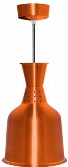 Modern orange pendant light bulb with conical top and vertical support (no text or symbols)