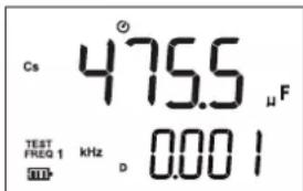 Cs 475.5 μF TEST FREQ 1 kHz 0.001