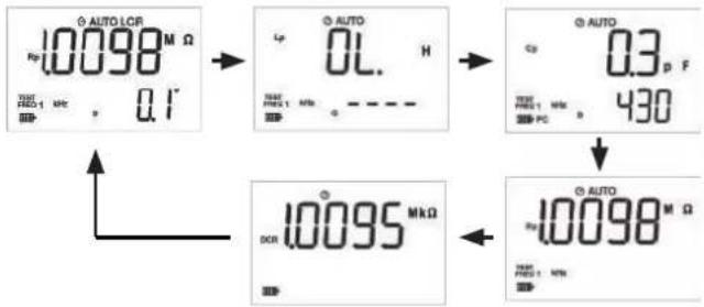 AUTO LCR 10098 M Ω Rp 0.1 PHEC1 MHz 0.1' AUTO OL. H PHEC1 MHz - AUTO 0.3 p F 430 PC - AUTO 10095 MΩ DOR 10098 M Ω PHEC1 MHz -