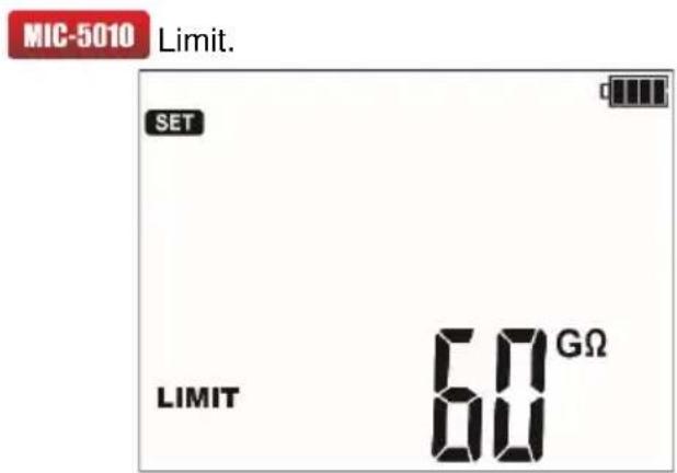 MIC-5010 Limit. SET LIMIT 60 GΩ