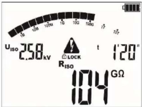1M 10M 10M 1G 10G 190G UISO 258 kV RISO LOCK t 1'20" 104 GΩ