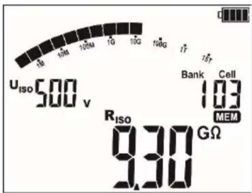 Uiso 500 v Bank Cell 103 MEM Riso 9.30 GΩ