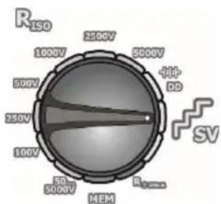 RISO 1000V 2500V 5000V 500V 250V 100V MEM SD 5000V 500V DD SV