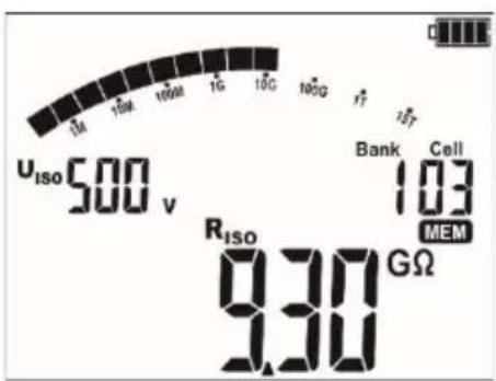 Uiso 500 v Bank Cell 103 MEM Riso 9.30 GΩ