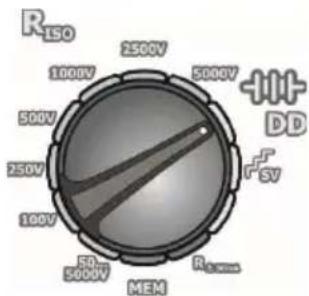 R150 1000V 2500V 5000V 500V 250V 100V MEM 50V 5000V RND DD SV
