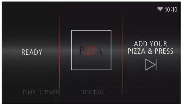 READY PZA ADD YOUR PIZZA & PRESS TEMP. °C TIMER FUNCTION