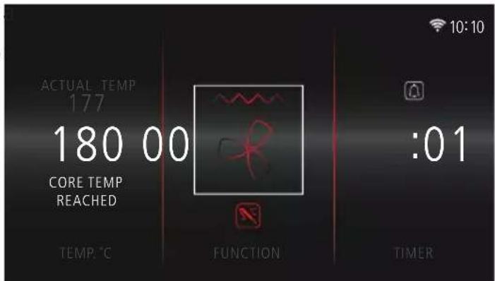 ACTUAL TEMP 177 180 00 CORE TEMP REACHED TEMP: °C FUNCTION :01 TIMER 10:10