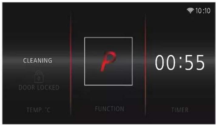 CLEANING DOOR LOCKED TEMP. °C FUNCTION 00:55 TIMER