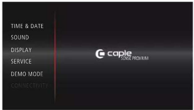 TIME & DATE SOUND DISPLAY SERVICE DEMO MODE CONNECTIVITY caple SENSE PREMIUM