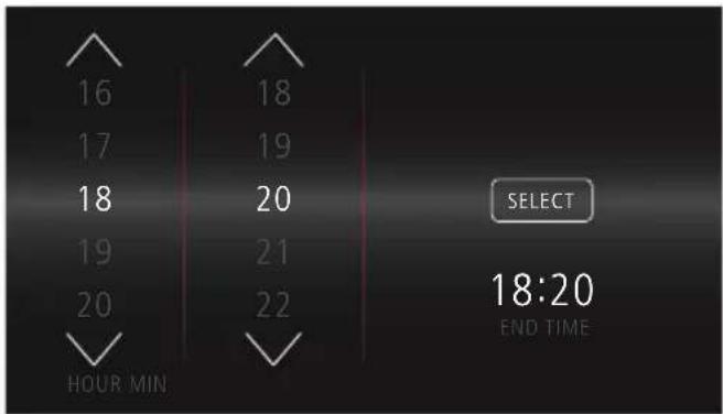 16 17 18 19 20 HOUR MIN 18 19 20 21 22 SELECT 18:20 END TIME