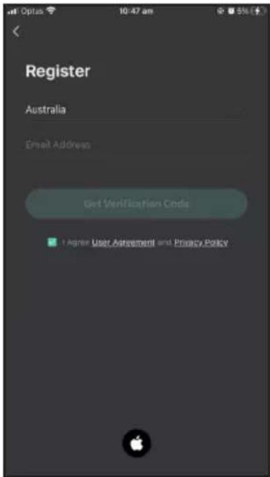 Register Australia Email Address Get Verification Code ■ Agree User, Agreement and Privacy Policy
