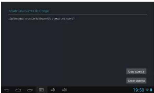 Amador una cuenta de Google ¿Dienes usar una cuenta disponible o crear una nueva? User cuenta Create cuenta 19:50