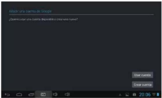 Alladir una cuenta de Google ¿Querres usar una cuenta disponible o crear una nueva? User cuenta Crear cuenta 20:06