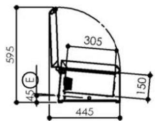 595 305 45° E 150 445