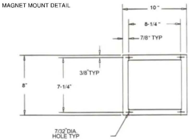 MAGNET MOUNT DETAIL 10" 8-1/4" 7/8" TYP 3/8" TYP 8" 7-1/4" 7/32"DIA. HOLE TYP