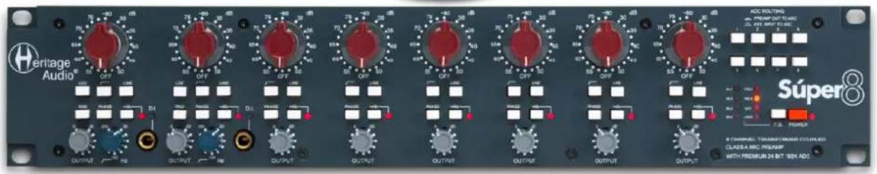 Heritage Audio® Súper® ADC ROLLING PREFRUT OUT TCAIC MAX. AMPT TO ADC FIL POWER & CHANNEL TRANSFORMER COLDERS RED CLASS A MCL PREFRAMP WITH PREMIUM 24 BIT: 10V ADC