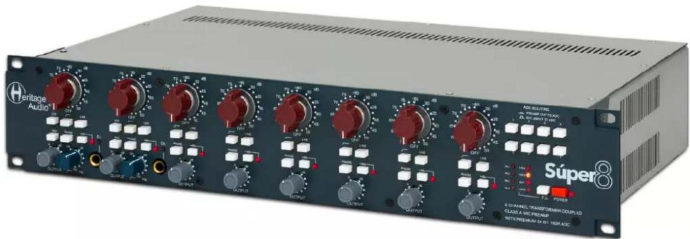 Heritage Audio 1 OFF 50 75 90 125 150 175 200 225 250 275 300 325 350 375 400 425 450 475 500 525 550 575 600 625 650 675 700 725 750 775 800 825 850 875 900 925 950 975 1000 ADD ROUTING D. SPRIP/OUT TO ADD D. SPRIP/OUT TO ADD Súper® S-CHANNEL TRANSFORMER COUPLIO CLASS A MIC PREADP WITHS PROGRAM BY: 10% TGM ADC