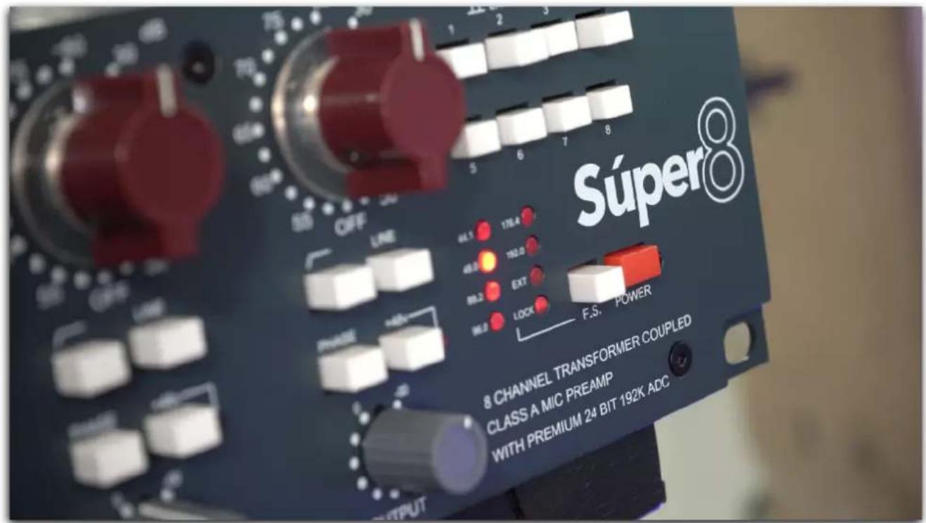Súper8 8 CHANNEL TRANSFORMER COUPLDED CLASS A MIC PREAMP WITH PREMIUM 24 BIT 192K ADC