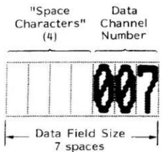 "Space Characters" (4) Data Channel Number 007 Data Field Size 7 spaces