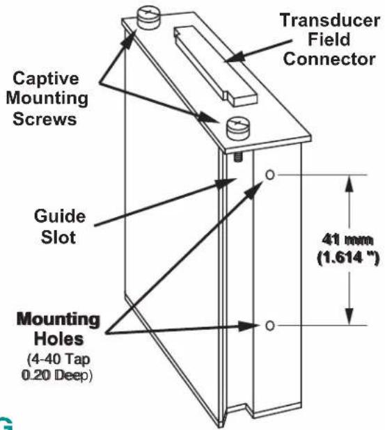 Transducer Field Connector Captive Mounting Screws Guide Slot Mounting Holes (4-40 Tap 0.20 Deep) 41 mm (1.614")
