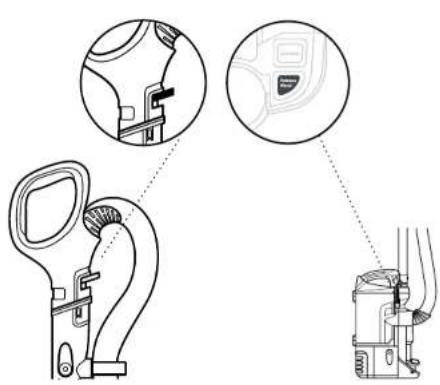 Technical diagram showing three views of a mechanical device with labeled components and a close-up detail view.