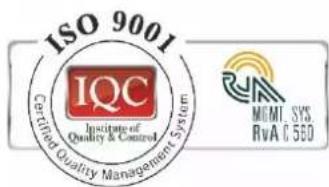 ISO 9001 Certified Quality Management System IQC Institute of Quality & Control MOMI, SYS RVA C 560