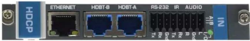 HDCP ETHERNET HDBT-B HDBT-A RS-232 IR AUDIO IN AIB Rx Gmb Tx Rx R Gmb L I/O