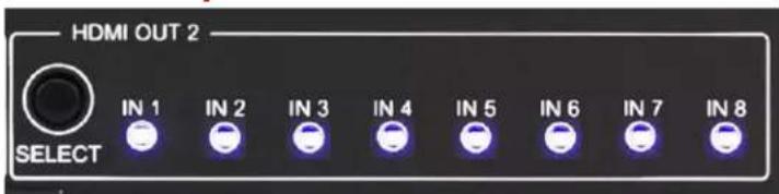 HDMI OUT 2 IN 1 IN 2 IN 3 IN 4 IN 5 IN 6 IN 7 IN 8 SELECT
