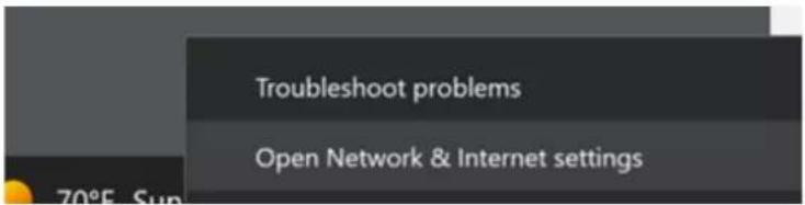 Troubleshoot problems Open Network & Internet settings