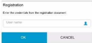 Registration Enter the credentials from the registration document User name OK CANCEL